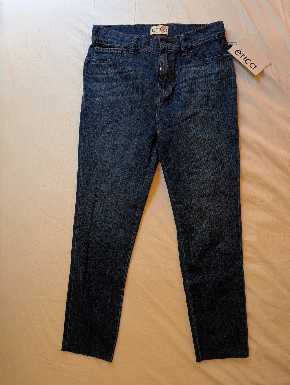 Ética 100% Cotton High Rise Straight Crop Jeans Medium Wash ✨ Size 3